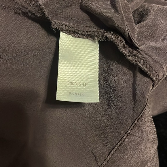 J Jill Purple Silk Top Baby Doll Tunic Pockets 1/2 Button Front Women’s L - Picture 5 of 10